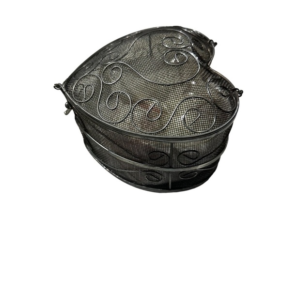 Things Remembered Silver Wire & Mesh Heart Candle Caddy Trinket Box & Candle NIB - Picture 6 of 11
